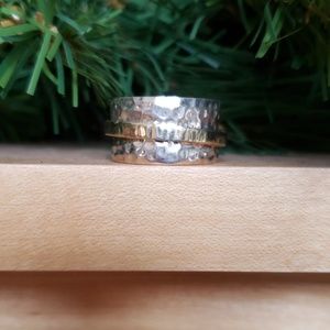 Silpada Sterling Silver Brass Spinner Ring Sz 7